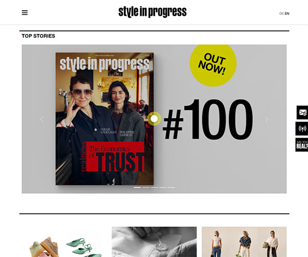 Style in Progress — Website Ansicht